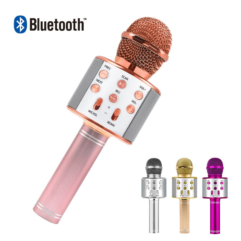 Wireless Bluetooth karaoke microphone with speaker